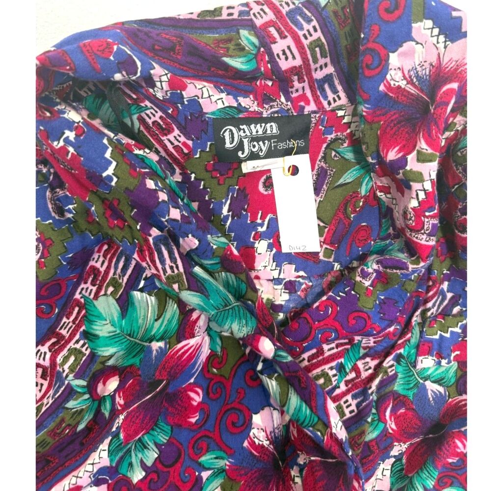 Dawn Joy vintage purple fuchsia floral print jumper - Picture 3 of 8